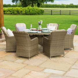 Winchester 6 Seat Round Ice Bucket Dining Set with Venice Chairs Lazy Susan