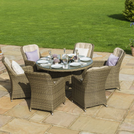 Winchester 6 Seat Round Ice Bucket Dining Set with Venice Chairs Lazy Susan