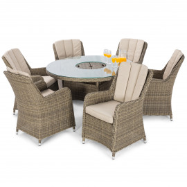 Winchester 6 Seat Round Ice Bucket Dining Set with Venice Chairs Lazy Susan