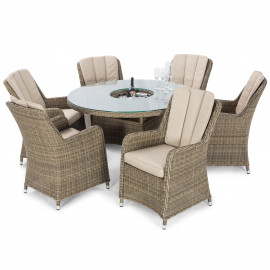 Winchester 6 Seat Round Ice Bucket Dining Set with Venice Chairs Lazy Susan