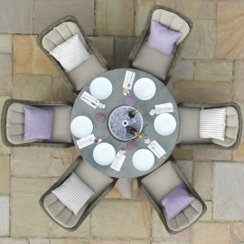 Winchester 6 Seat Round Ice Bucket Dining Set with Venice Chairs Lazy Susan