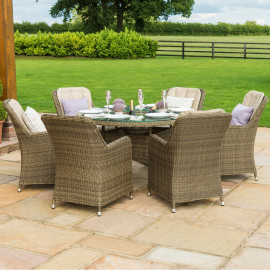 Winchester 6 Seat Round Ice Bucket Dining Set with Venice Chairs Lazy Susan