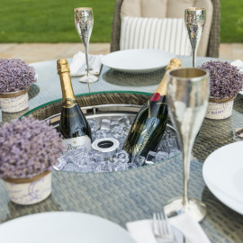 Winchester 6 Seat Round Ice Bucket Dining Set with Venice Chairs Lazy Susan