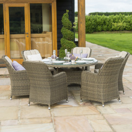 Winchester 6 Seat Round Ice Bucket Dining Set with Venice Chairs Lazy Susan