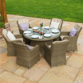 Winchester 6 Seat Round Ice Bucket Dining Set with Venice Chairs Lazy Susan