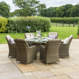 Winchester 6 Seat Round Ice Bucket Dining Set with Venice Chairs Lazy Susan