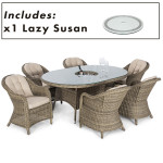Winchester 6 Seat Oval Ice Bucket Dining Set with Heritage Chairs Lazy Susan