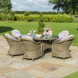 Winchester 6 Seat Oval Ice Bucket Dining Set with Heritage Chairs Lazy Susan
