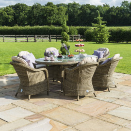 Winchester 6 Seat Oval Ice Bucket Dining Set with Heritage Chairs Lazy Susan
