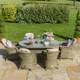 Winchester 6 Seat Oval Ice Bucket Dining Set with Heritage Chairs Lazy Susan