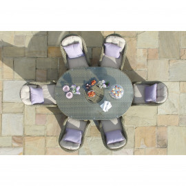 Winchester 6 Seat Oval Ice Bucket Dining Set with Heritage Chairs Lazy Susan