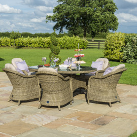 Winchester 6 Seat Oval Ice Bucket Dining Set with Heritage Chairs Lazy Susan