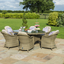 Winchester 6 Seat Oval Ice Bucket Dining Set with Heritage Chairs Lazy Susan