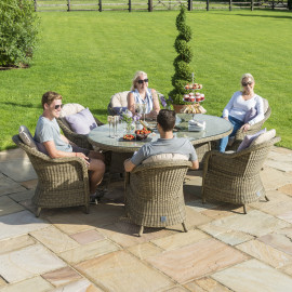 Winchester 6 Seat Oval Ice Bucket Dining Set with Heritage Chairs Lazy Susan