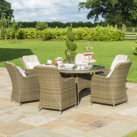 Winchester 6 Seat Oval Ice Bucket Dining Set with Venice Chairs Lazy Susan