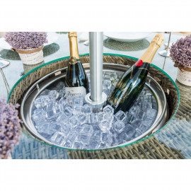 Winchester 6 Seat Oval Ice Bucket Dining Set with Venice Chairs Lazy Susan