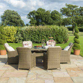 Winchester 6 Seat Oval Ice Bucket Dining Set with Venice Chairs Lazy Susan