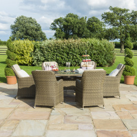 Winchester 6 Seat Oval Ice Bucket Dining Set with Venice Chairs Lazy Susan