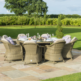 Winchester 8 Seat Round Ice Bucket Dining Set with Heritage Chairs Lazy Susan