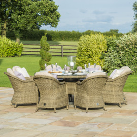 Winchester 8 Seat Round Ice Bucket Dining Set with Heritage Chairs Lazy Susan