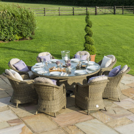 Winchester 8 Seat Round Ice Bucket Dining Set with Heritage Chairs Lazy Susan