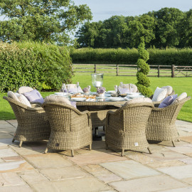 Winchester 8 Seat Round Ice Bucket Dining Set with Heritage Chairs Lazy Susan