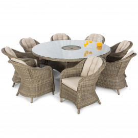 Winchester 8 Seat Round Ice Bucket Dining Set with Heritage Chairs Lazy Susan