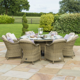 Winchester 8 Seat Round Ice Bucket Dining Set with Heritage Chairs Lazy Susan
