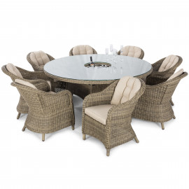 Winchester 8 Seat Round Ice Bucket Dining Set with Heritage Chairs Lazy Susan