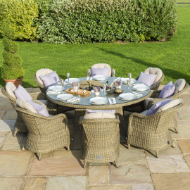 Winchester 8 Seat Round Ice Bucket Dining Set with Heritage Chairs Lazy Susan