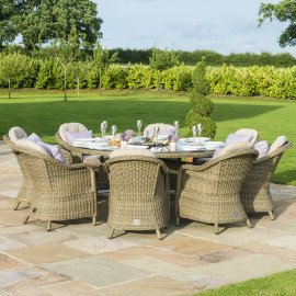 Winchester 8 Seat Round Ice Bucket Dining Set with Heritage Chairs Lazy Susan