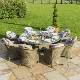 Winchester 8 Seat Round Ice Bucket Dining Set with Heritage Chairs Lazy Susan