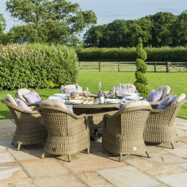Winchester 8 Seat Round Ice Bucket Dining Set with Heritage Chairs Lazy Susan