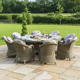 Winchester 8 Seat Round Ice Bucket Dining Set with Heritage Chairs Lazy Susan