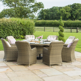 Winchester 8 Seat Round Ice Bucket Dining Set with Venice Chairs Lazy Susan