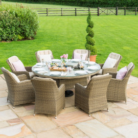 Winchester 8 Seat Round Ice Bucket Dining Set with Venice Chairs Lazy Susan
