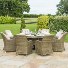Winchester 8 Seat Round Ice Bucket Dining Set with Venice Chairs Lazy Susan