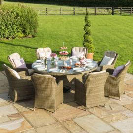 Winchester 8 Seat Round Ice Bucket Dining Set with Venice Chairs Lazy Susan