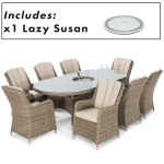 Winchester 8 Seat Oval Ice Bucket Dining Set with Venice Chairs Lazy Susan