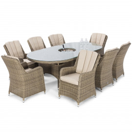 Winchester 8 Seat Oval Ice Bucket Dining Set with Venice Chairs Lazy Susan