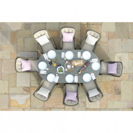 Winchester 8 Seat Oval Ice Bucket Dining Set with Venice Chairs Lazy Susan