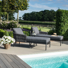 Marina Double Sunlounger Set / Charcoal