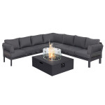 Oslo Large Corner Group with Square Gas Fire Pit Table / Charcoal