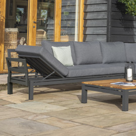 Oslo Large Corner Group with Square Gas Fire Pit Table / Charcoal