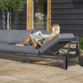 Oslo Large Corner Group with Square Gas Fire Pit Table / Charcoal