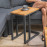Oslo U Shaped Teak Top Side Table / Charcoal