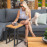 Oslo U Shaped Teak Top Side Table / Charcoal