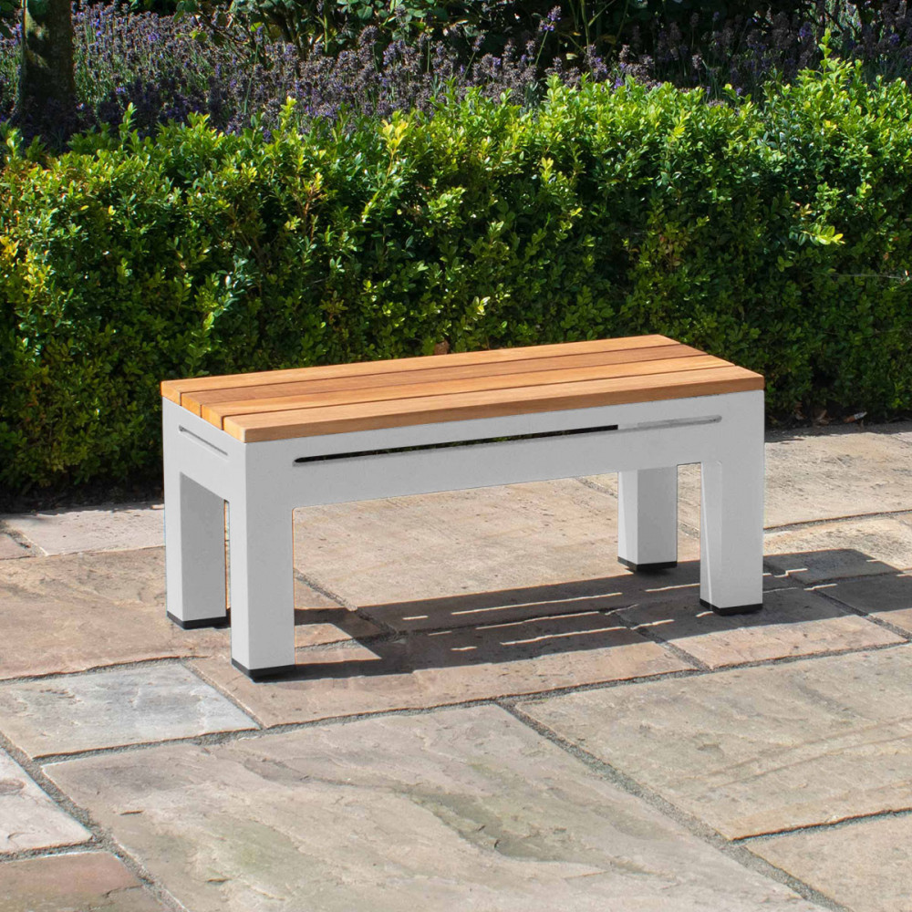 Oslo Rectangular Teak Top Side Table / White