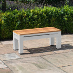 Oslo Rectangular Teak Top Side Table / White