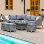 Santorini Rectangular Corner Dining Set with Rising Table